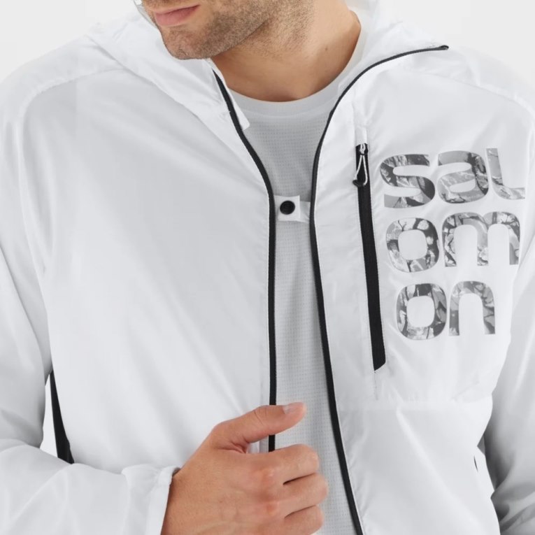 White Salomon Bonatti Cross Men's Windbreaker | IE PU5083